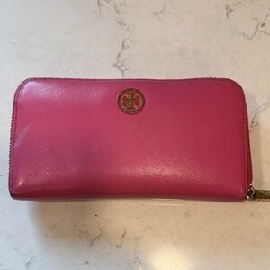 Tory Burch Fuchsia Zip-Around Wallet